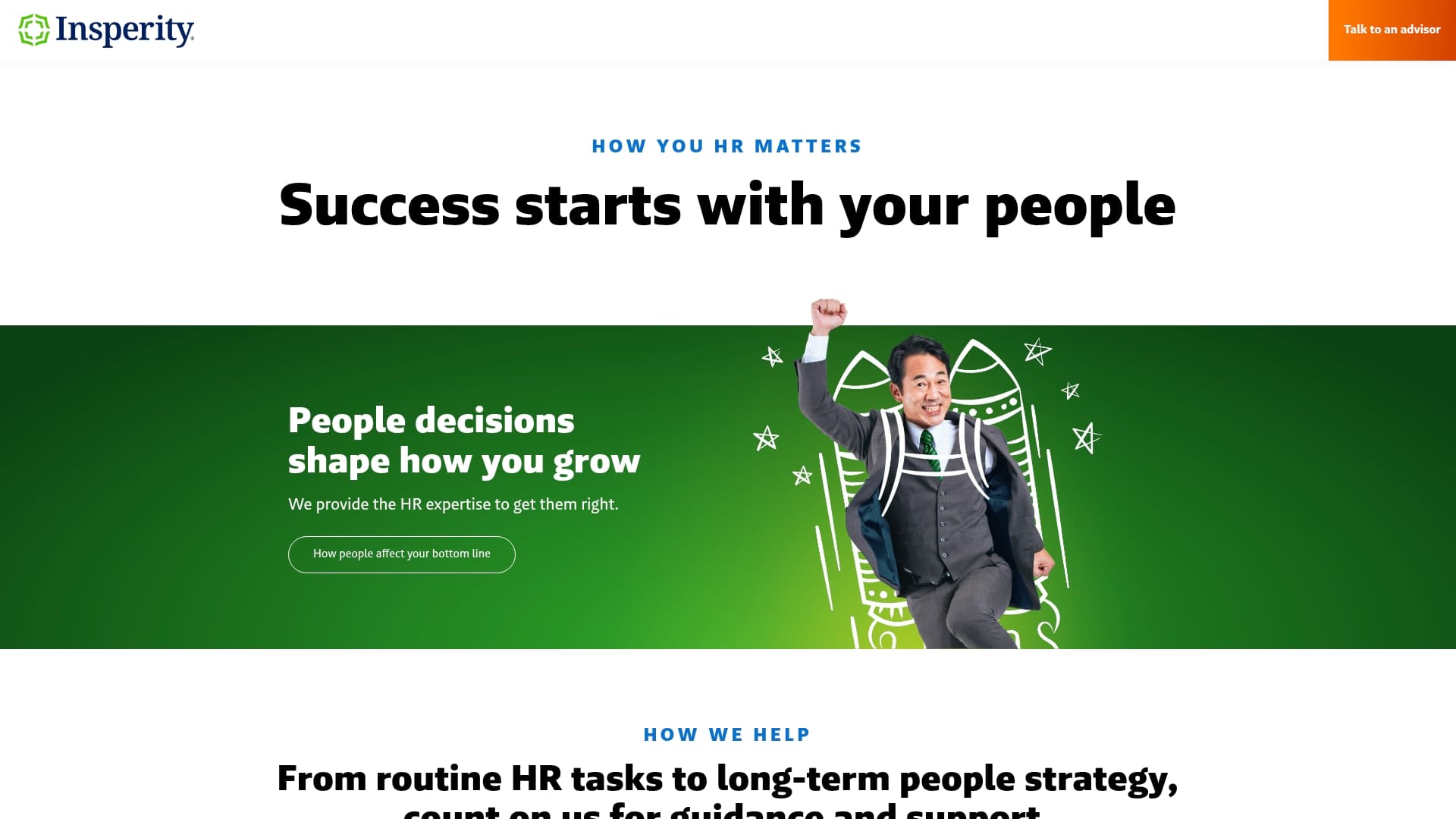 Insperity sponsor landing page advertised on Planet Money