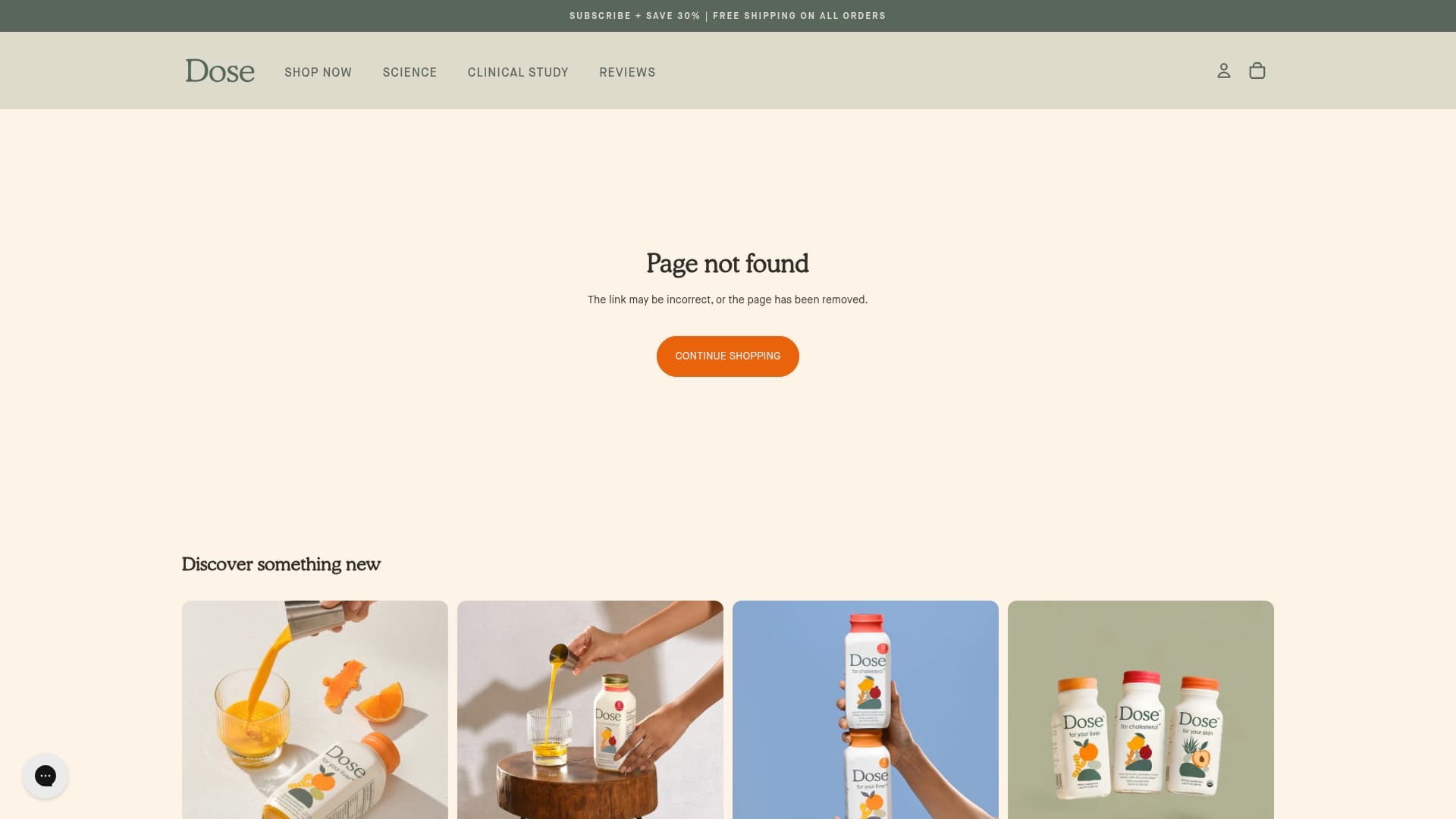 Dose sponsor landing page advertised on Mind Pump: Raw Fitness Truth