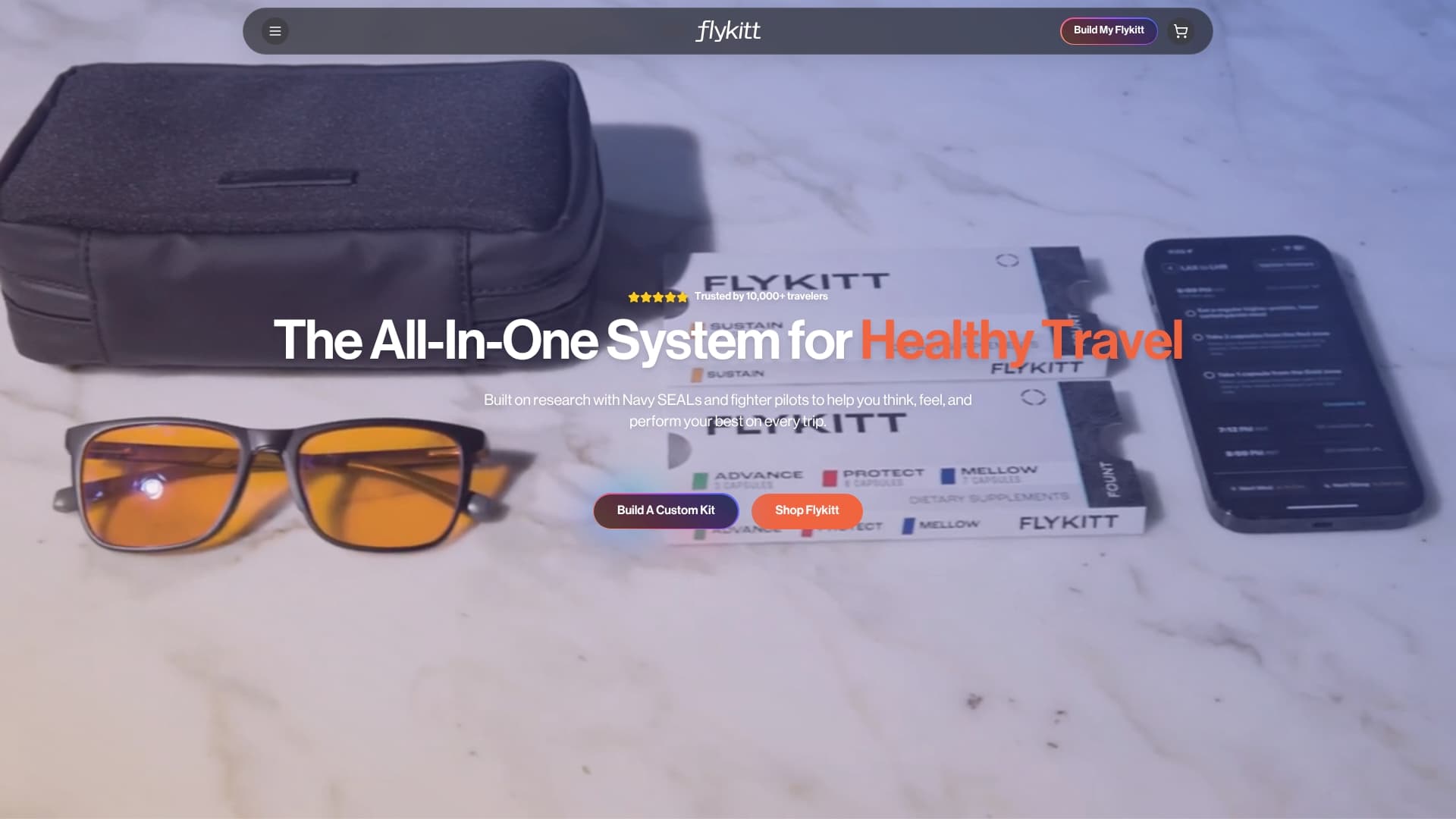FlyKit sponsor landing page advertised on The Jordan Harbinger Show
