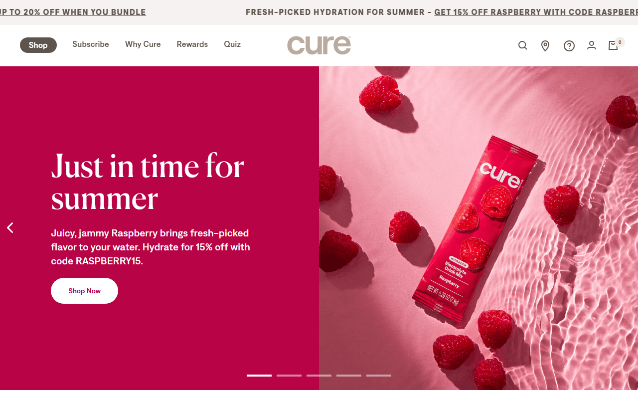 Cure Hydration sponsor landing page advertised on Calm Parenting Podcast