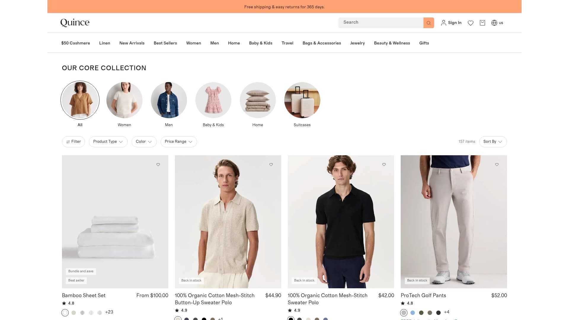 Quince sponsor landing page advertised on Bulwark Takes