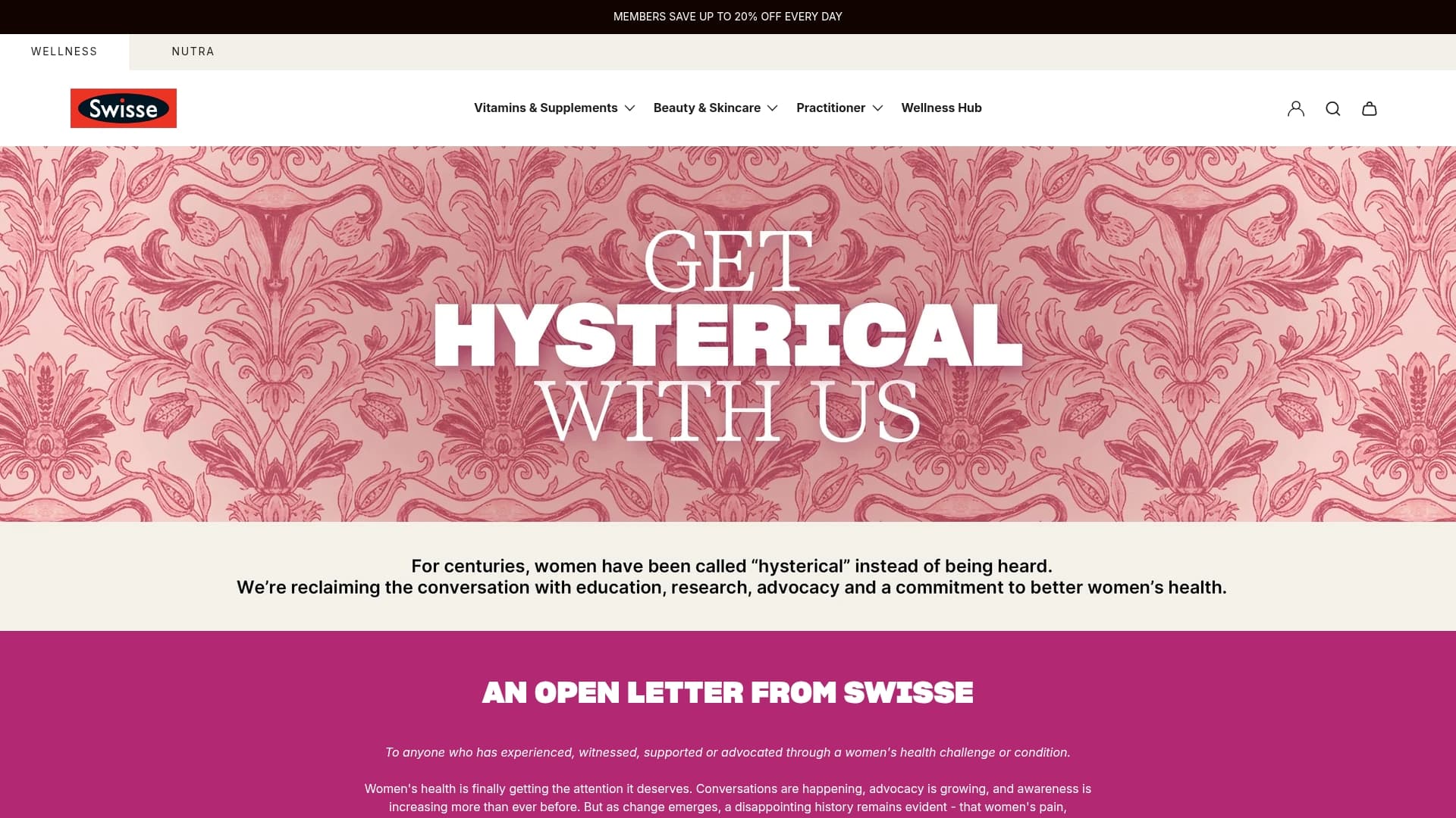 Swiss sponsor landing page advertised on Shameless