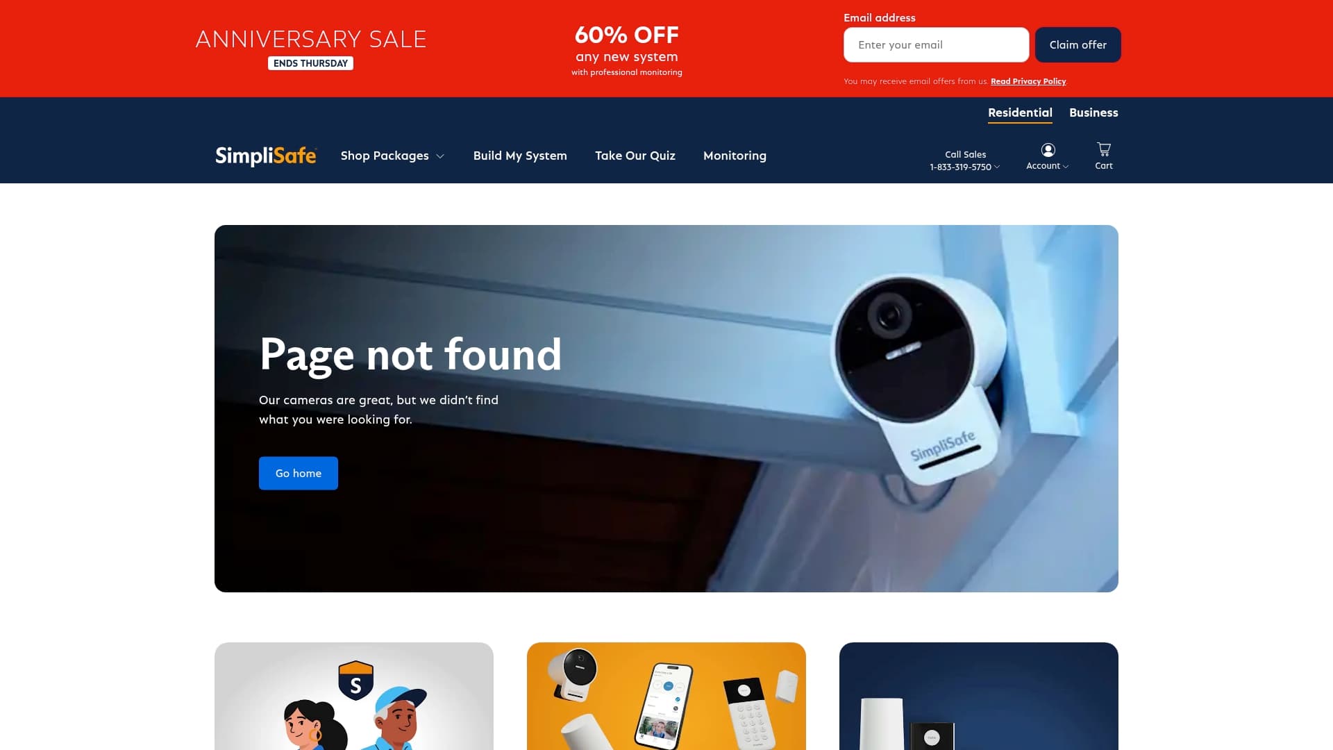 SimpliSafe sponsor landing page advertised on Deep Cover: Never Seen Again