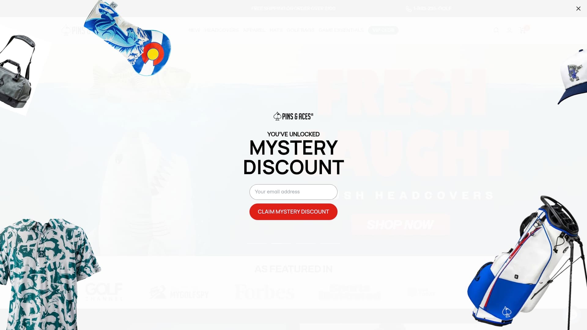 Pins and Aces sponsor landing page advertised on Uncover