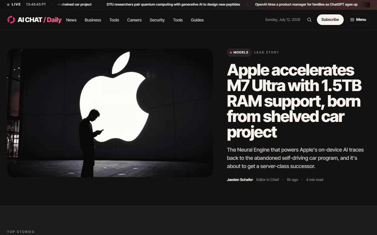 AI Chat Daily sponsor landing page advertised on Last Week in AI