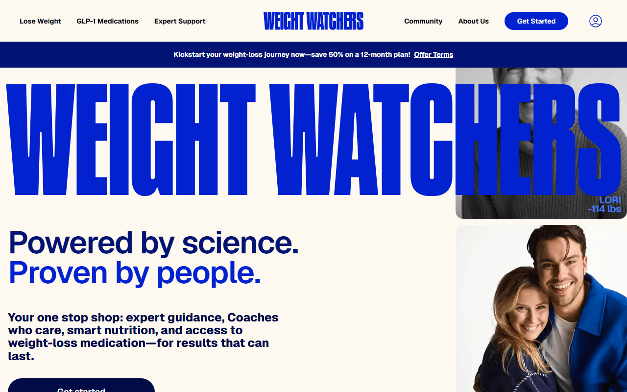 Weight Watchers sponsor landing page advertised on Double Tap