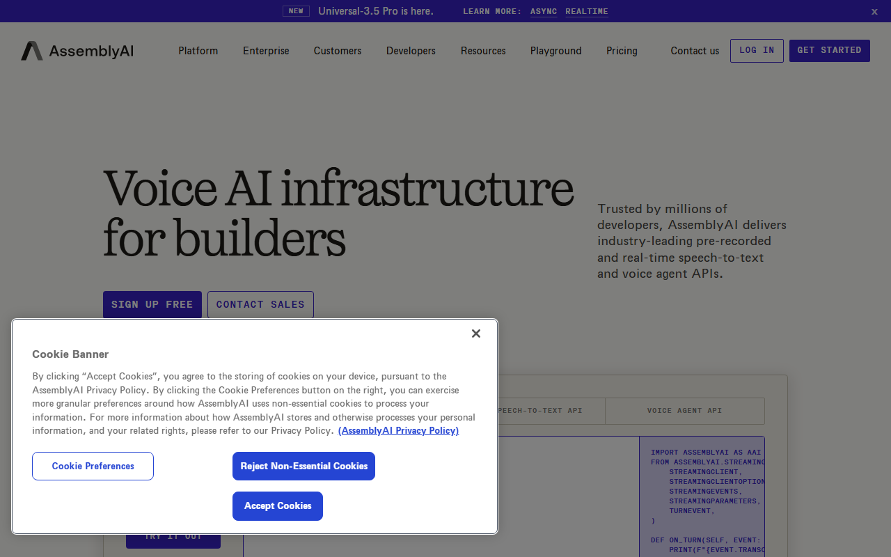 AssemblyAI sponsor landing page advertised on The AI Breakdown: Daily Artificial Intelligence News and Discussions