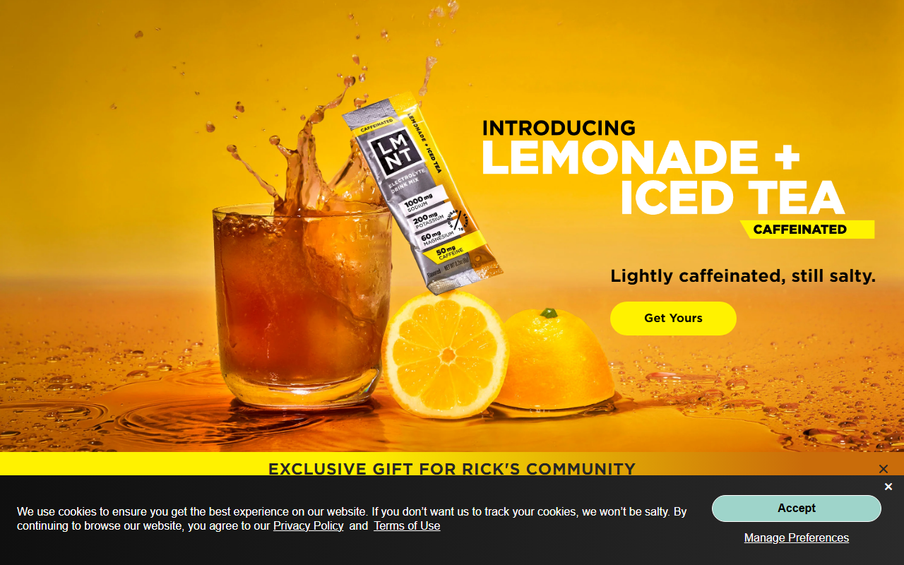 LMNT Electrolytes sponsor landing page advertised on Tetragrammaton with Rick Rubin