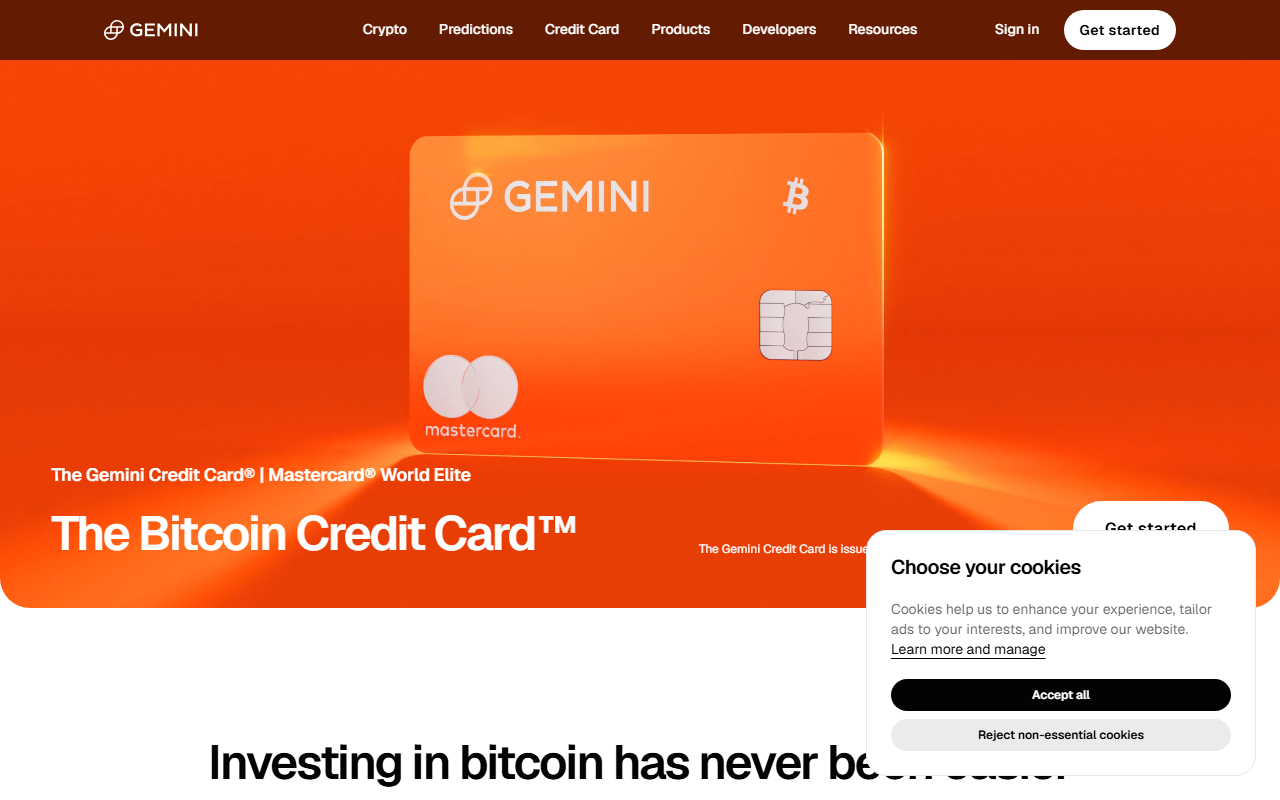 Gemini sponsor landing page advertised on Coin Stories with Natalie Brunell