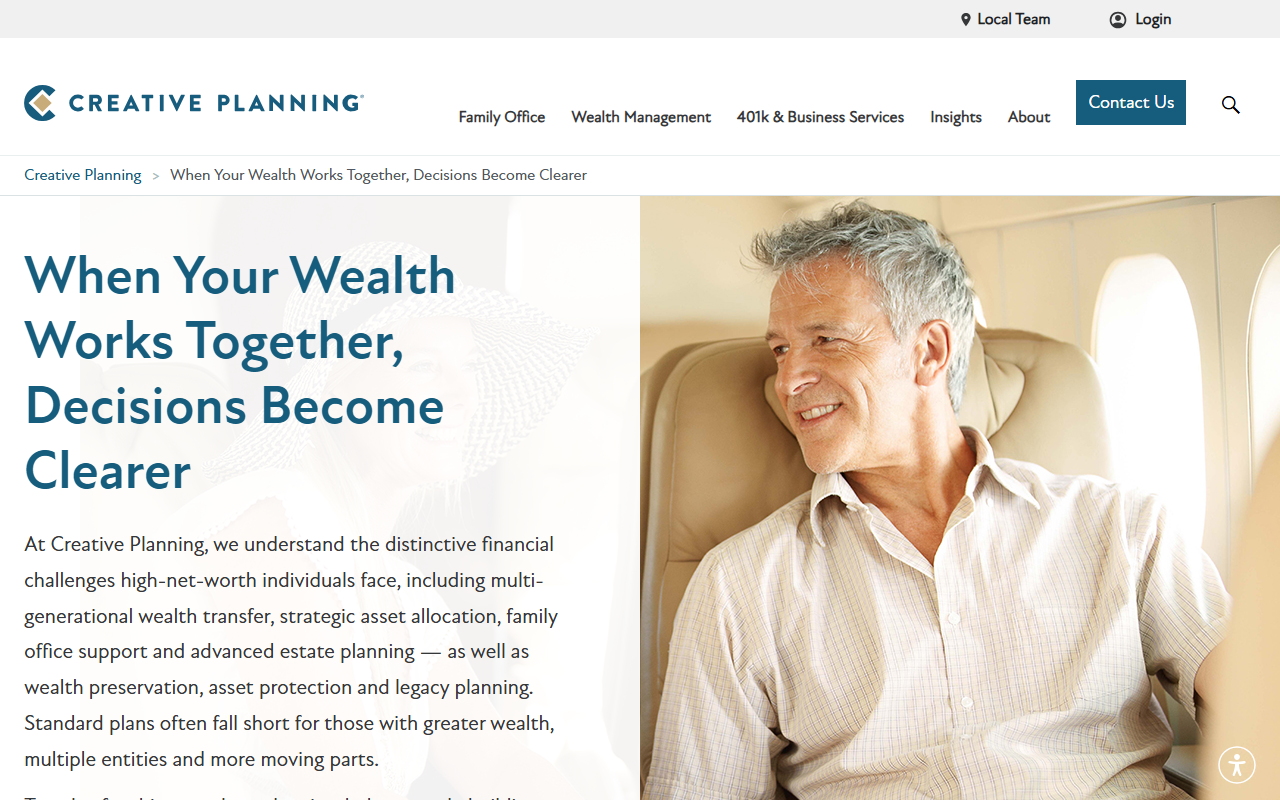 Creative Planning sponsor landing page advertised on Masters of Scale