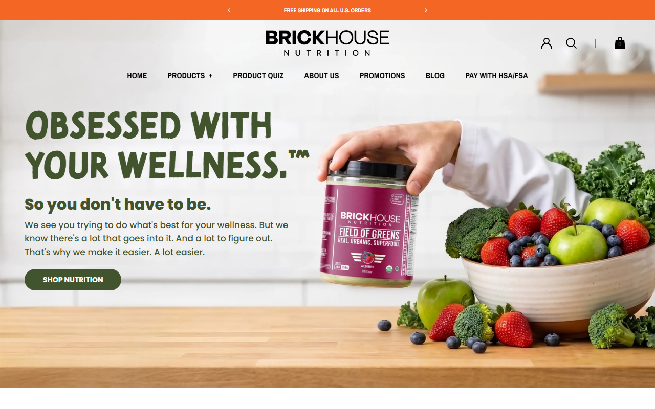Brickhouse Nutrition sponsor landing page advertised on The Dan Bongino Show