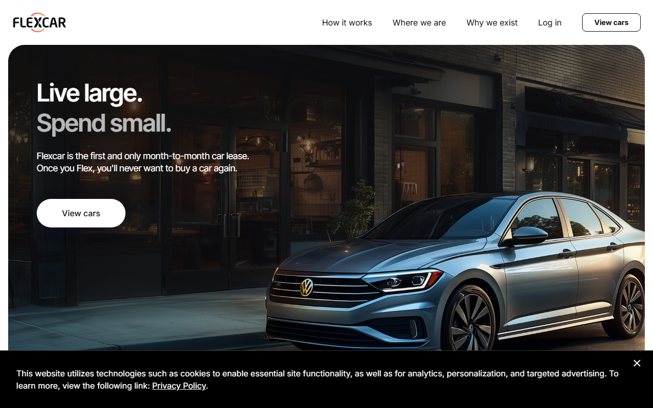 Flex Car sponsor landing page advertised on Fast Politics with Molly Jong-Fast