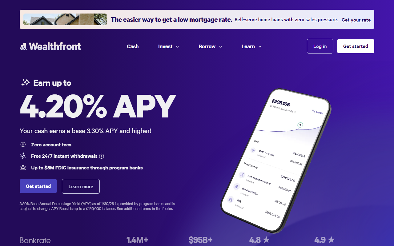 Wealthfront sponsor landing page advertised on The Dan Bongino Show
