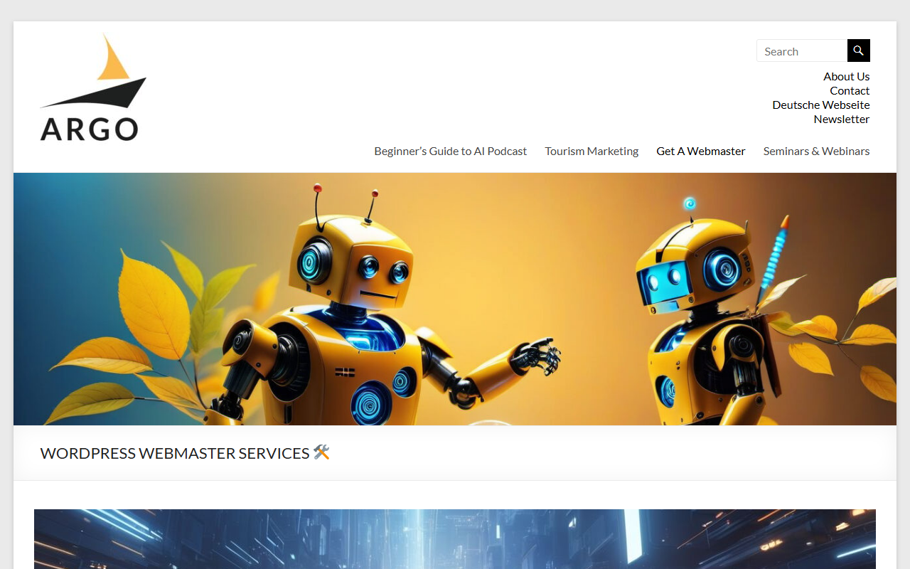 Argo Berlin Webmaster sponsor landing page advertised on A Beginner's Guide to AI