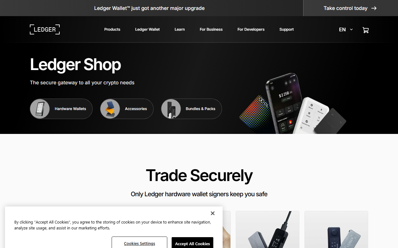 Ledger sponsor landing page advertised on Hash Rate
