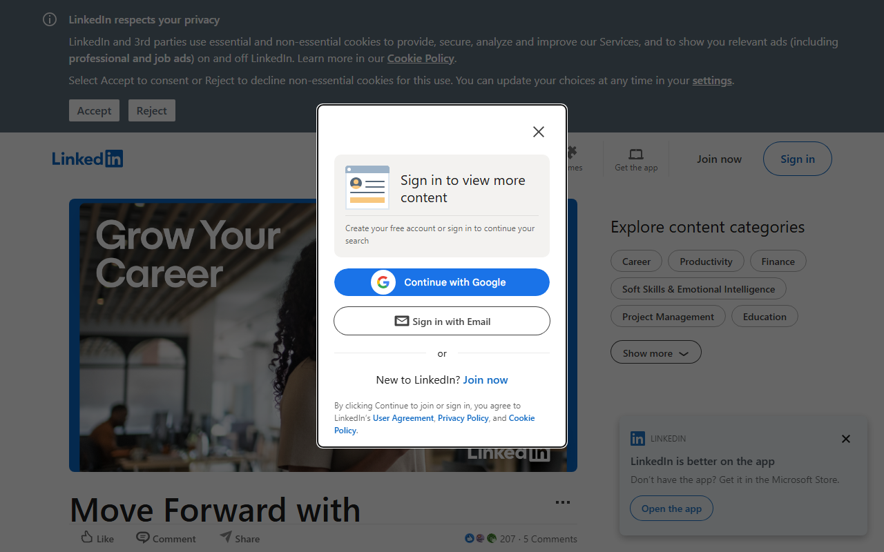 LinkedIn sponsor landing page advertised on How I Built This with Guy Raz