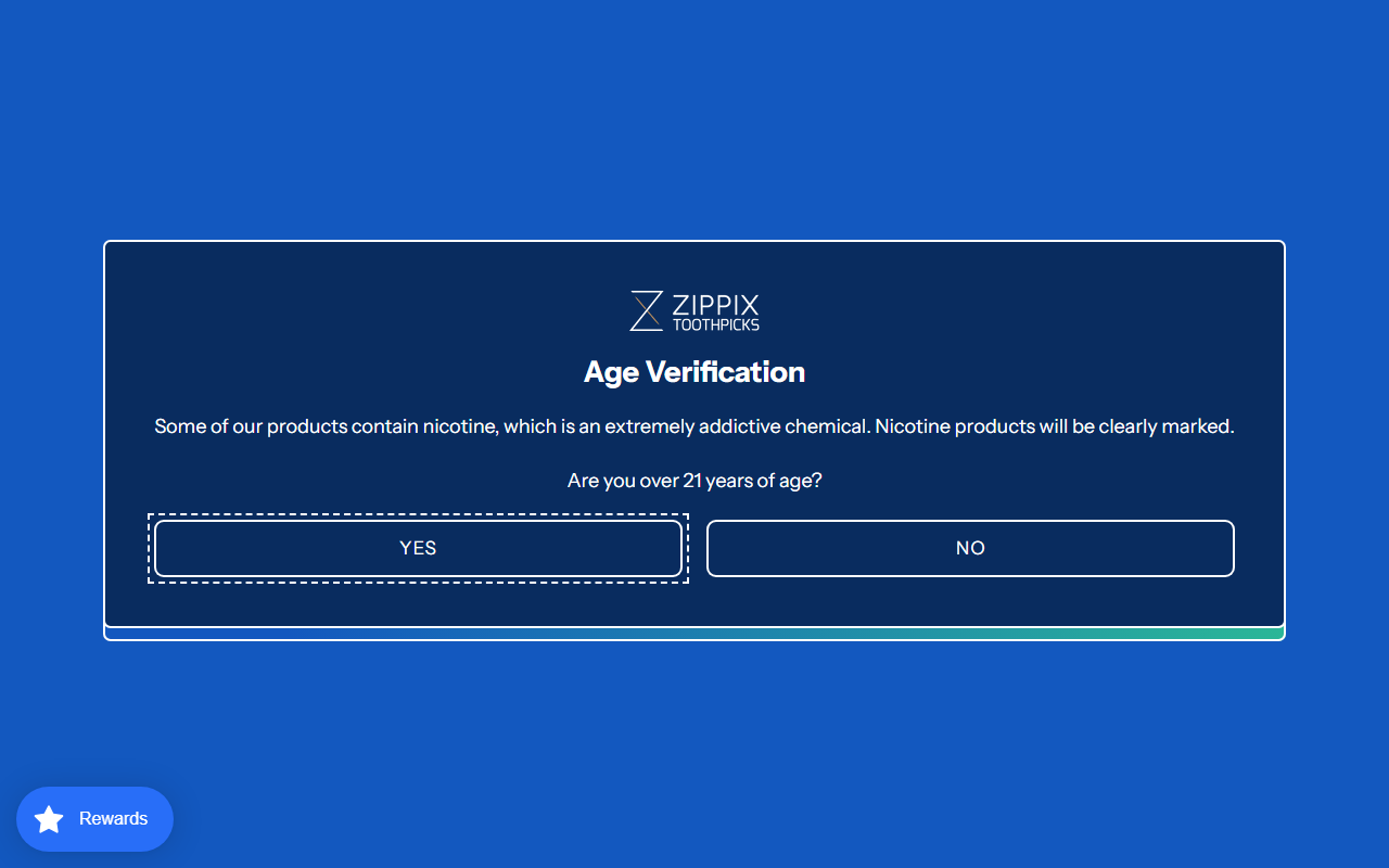 ZipX Nicotine Toothpicks sponsor landing page advertised on KILL TONY