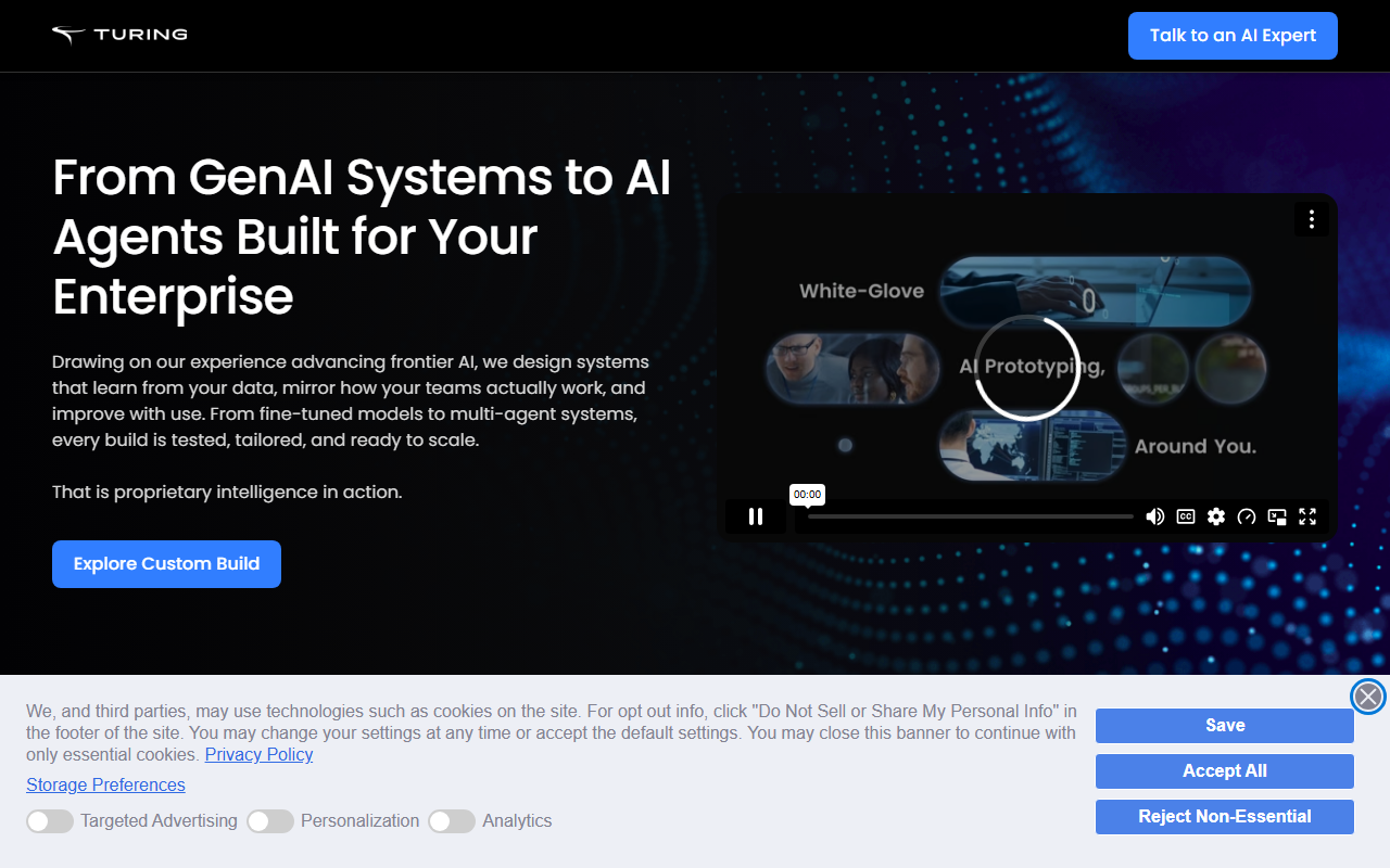 Turing sponsor landing page advertised on Sourcery