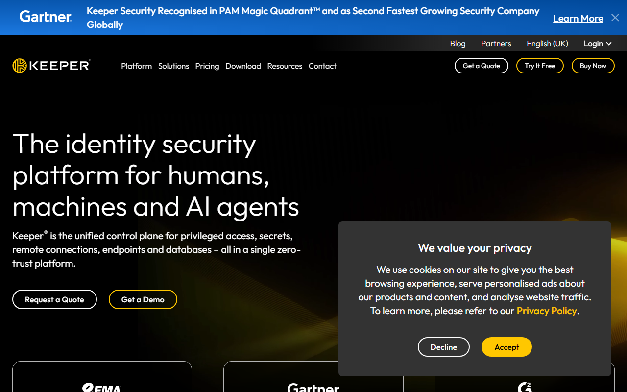 Keeper Security sponsor landing page advertised on TechStuff