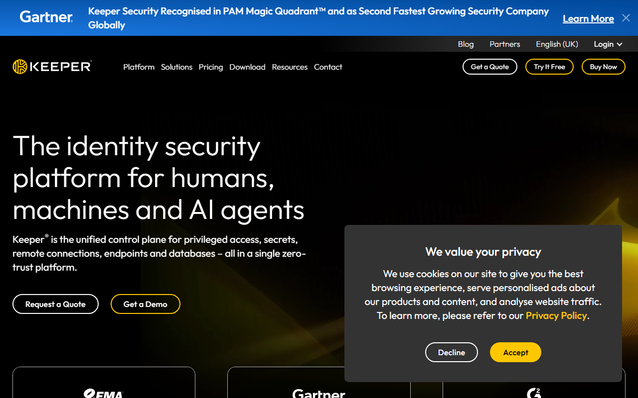Keeper Security sponsor landing page advertised on TechStuff
