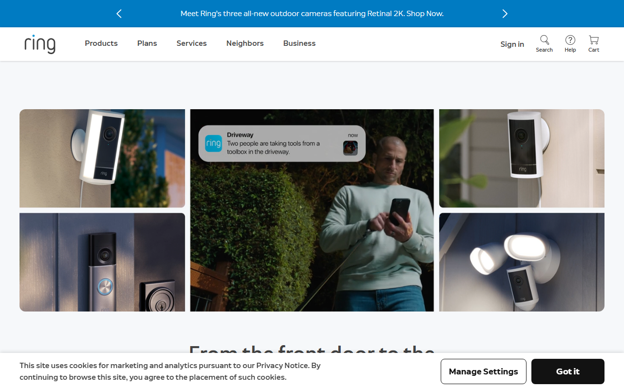 Ring sponsor landing page advertised on The Vergecast