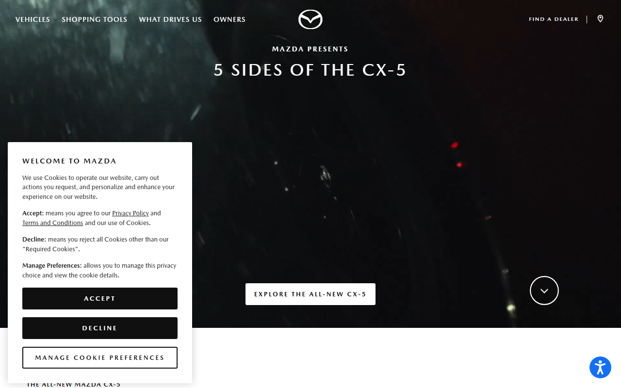 Mazda sponsor landing page advertised on Stuff You Should Know