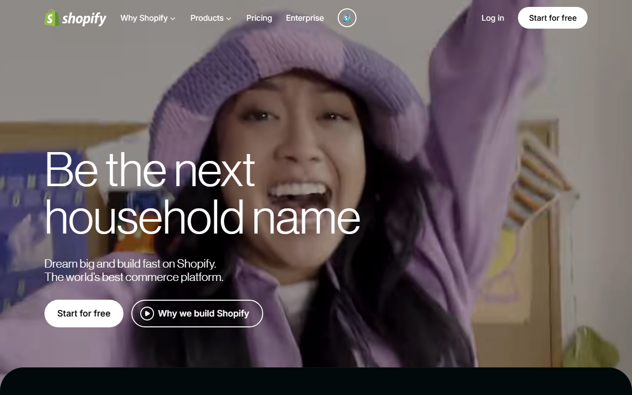 Shopify sponsor landing page advertised on The Art of Charm