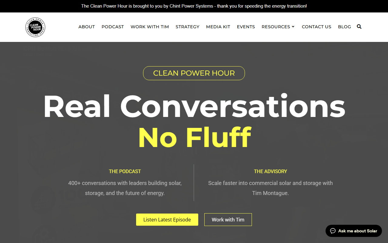 Commercial Solar Accelerator sponsor landing page advertised on Clean Power Hour