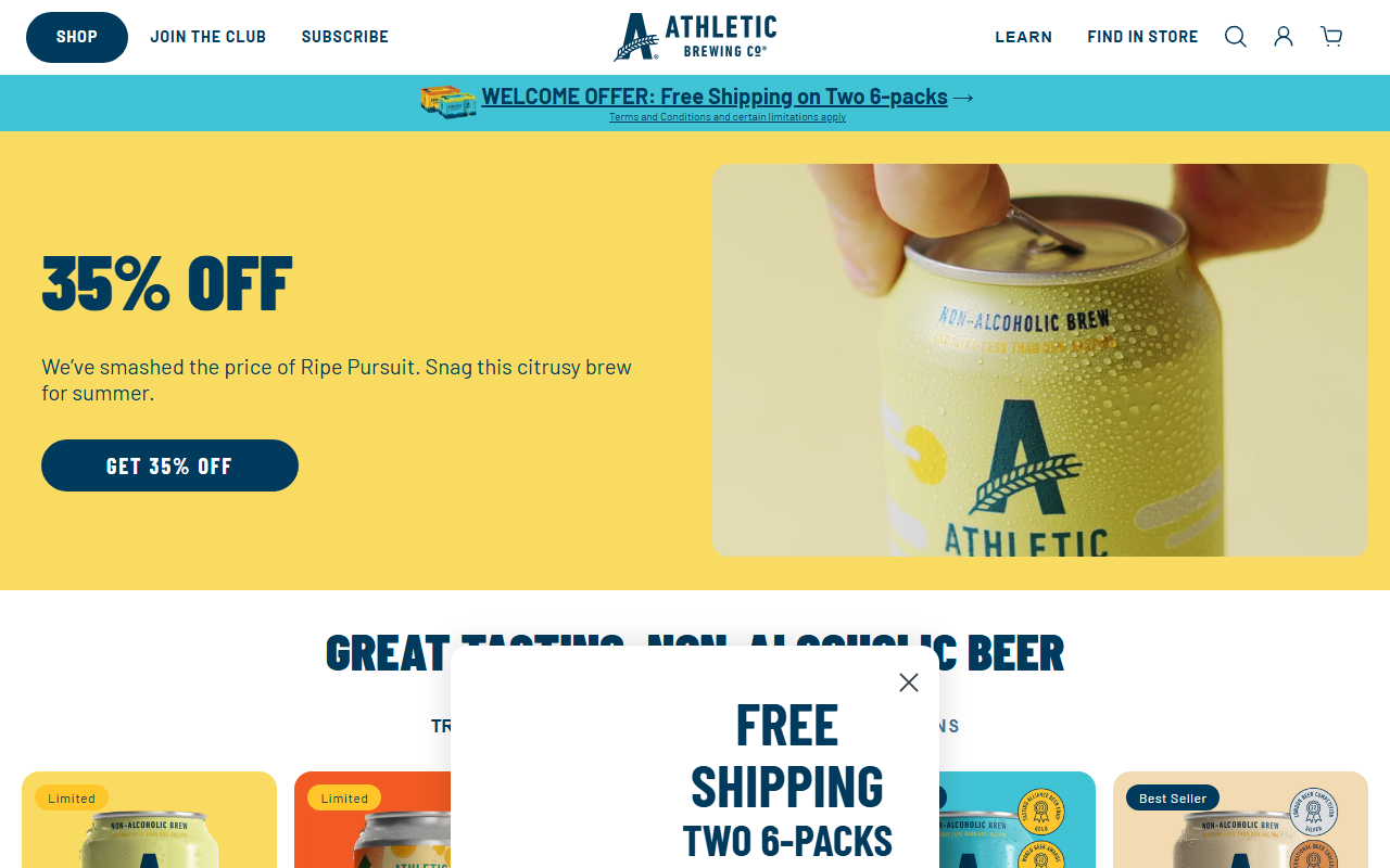 Athletic Brewing Company sponsor landing page advertised on Terms of Service with Clare Duffy