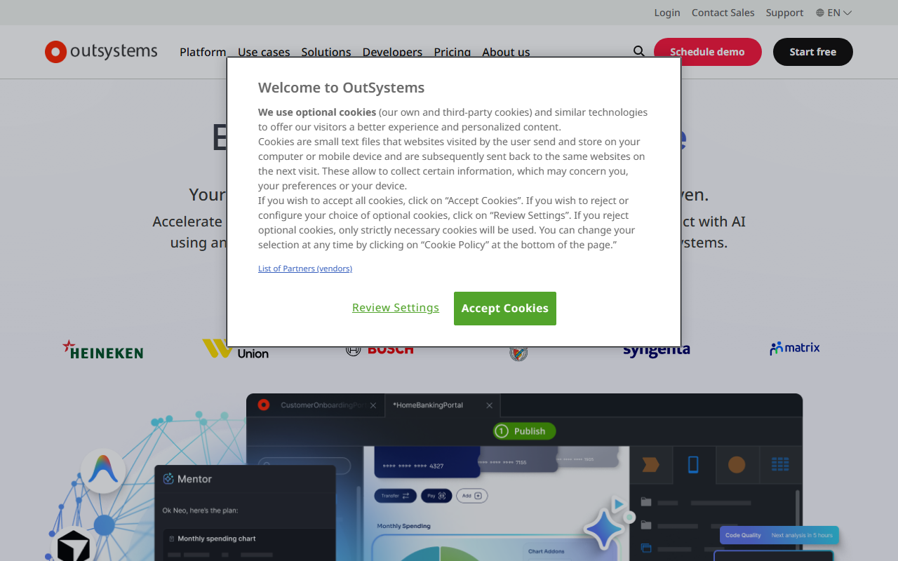 OutSystems sponsor landing page advertised on Security Now (Audio)