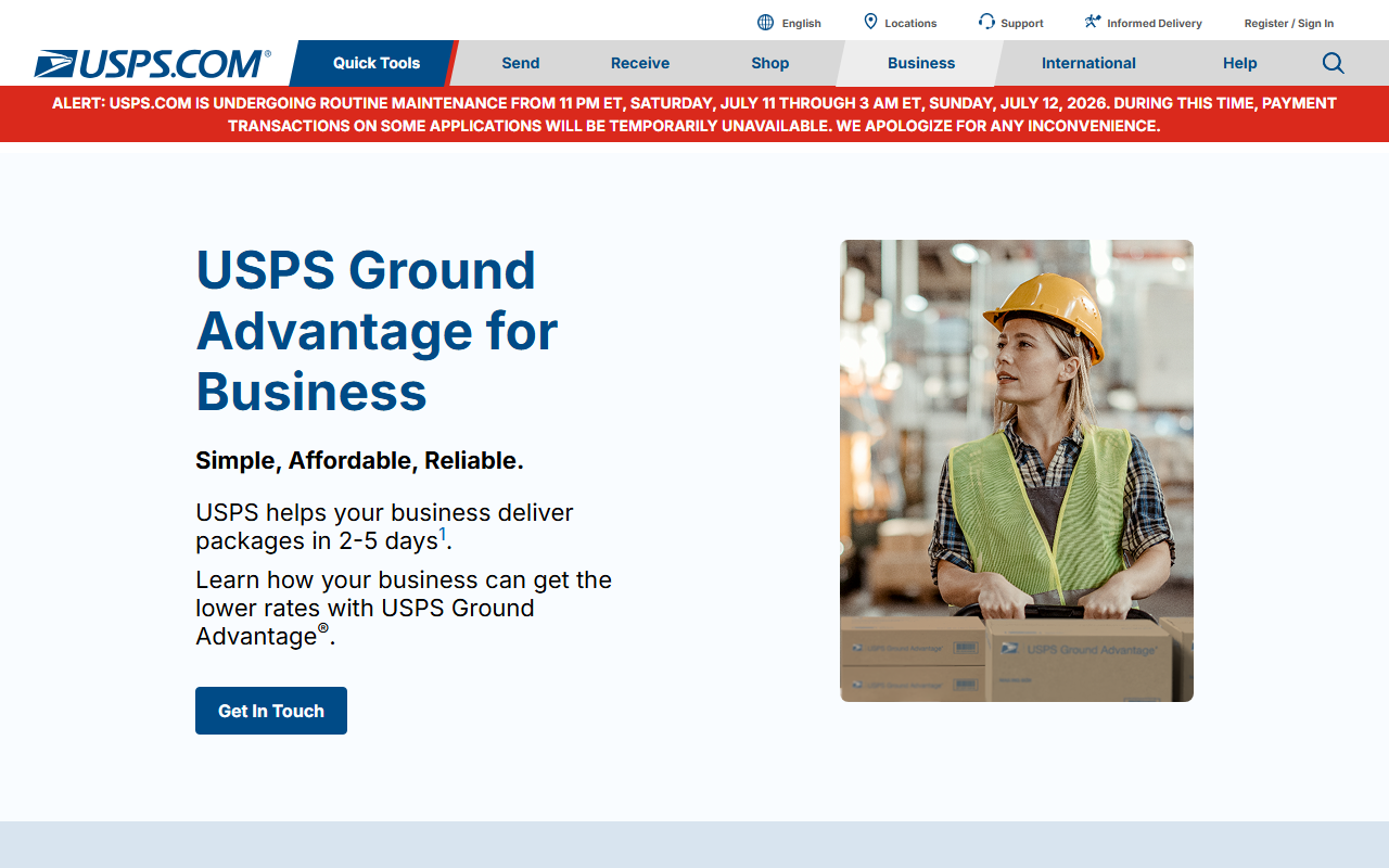 USPS sponsor landing page advertised on Hidden Brain