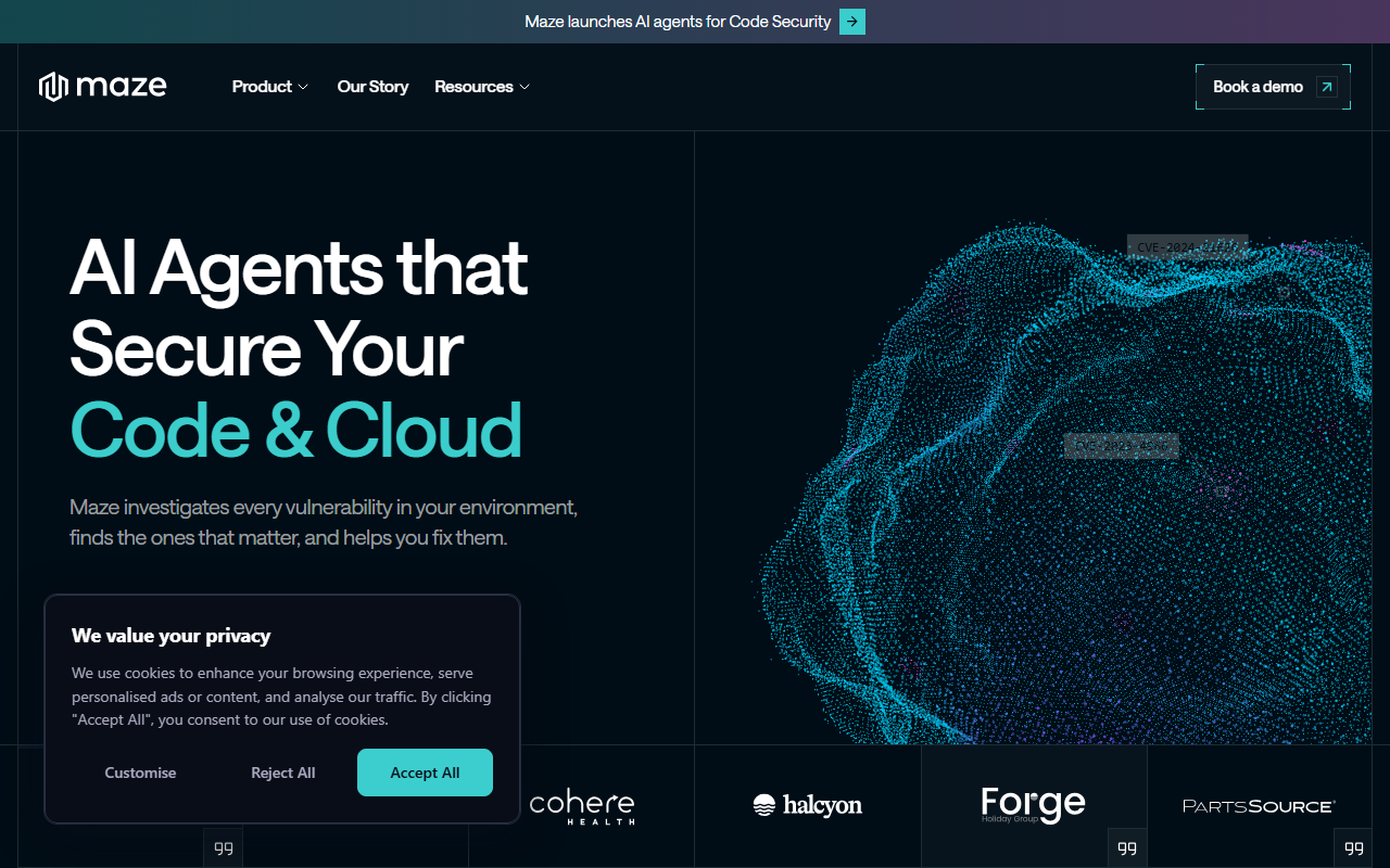 Maze sponsor landing page advertised on Darknet Diaries