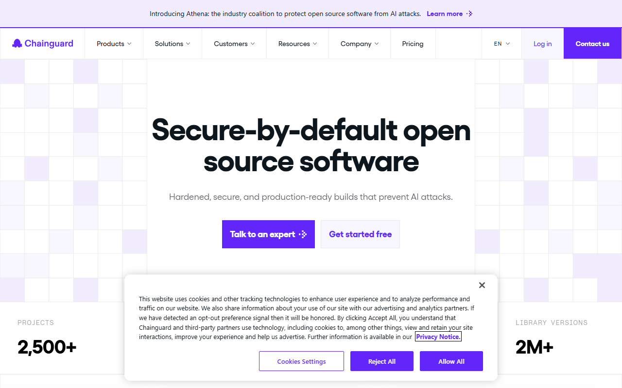 Chainguard sponsor landing page advertised on Darknet Diaries