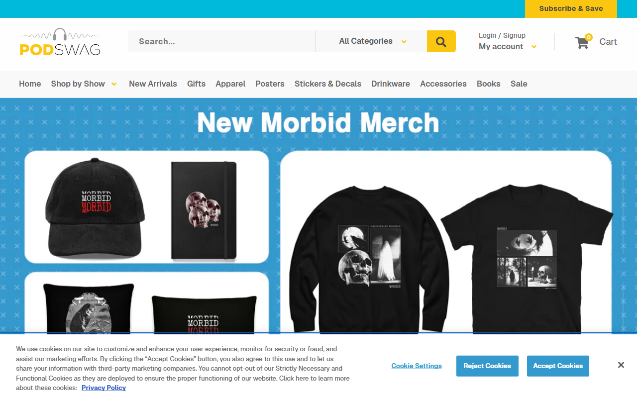 PodSwag sponsor landing page advertised on 99% Invisible