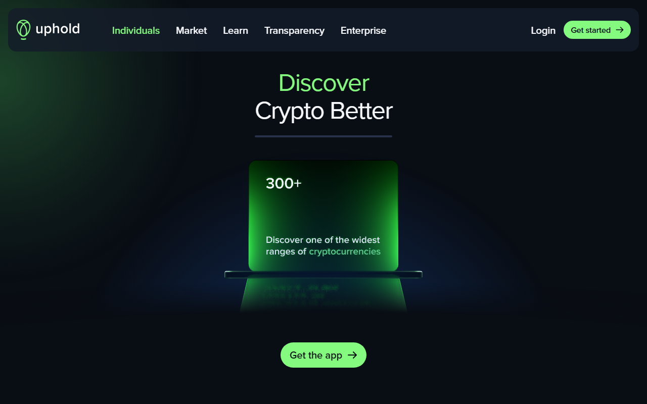 Uphold sponsor landing page advertised on The Pomp Podcast
