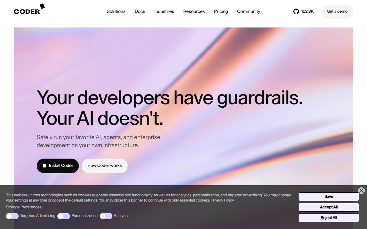 Coder.com sponsor landing page advertised on Changelog Master Feed