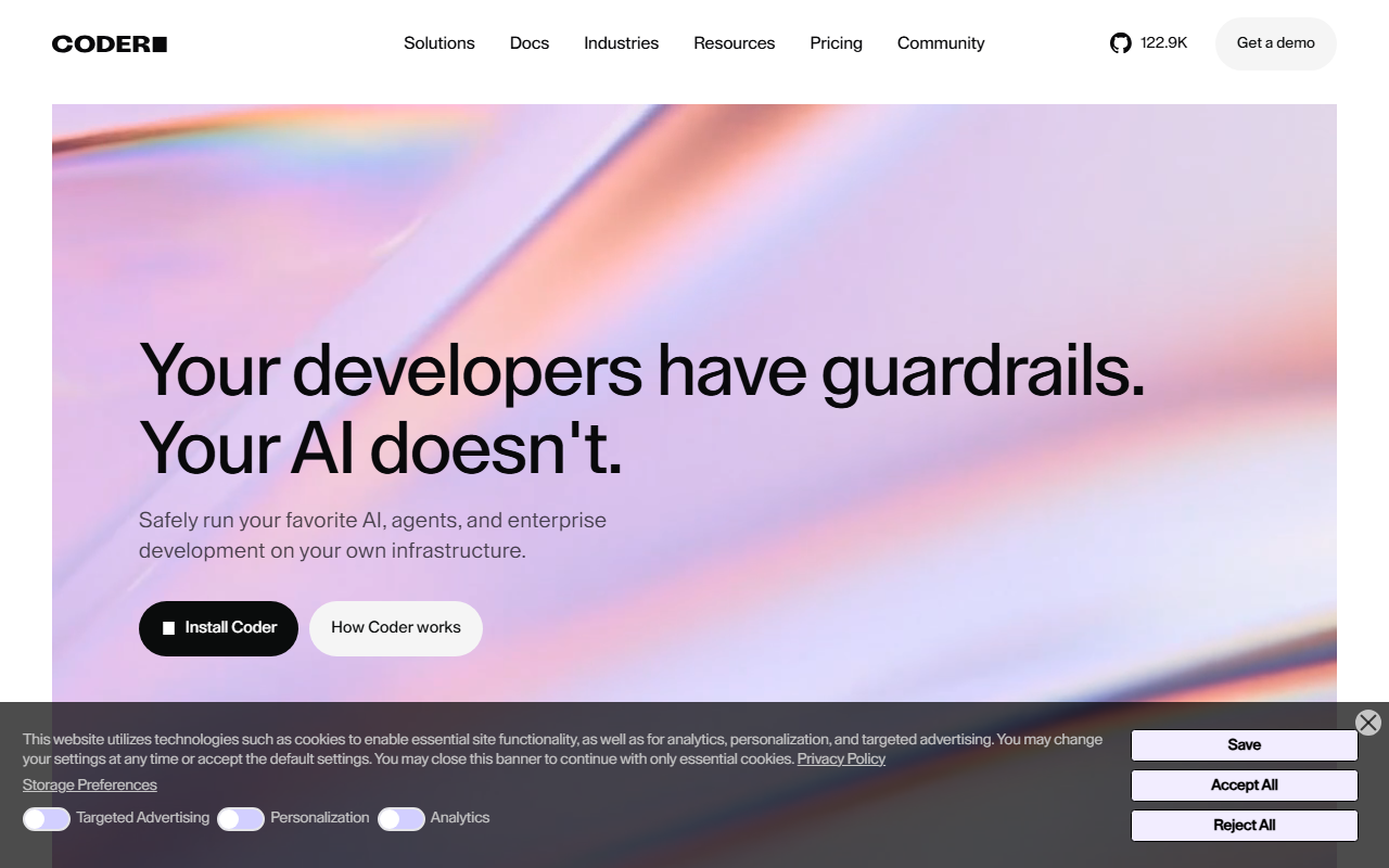 Coder sponsor landing page advertised on Changelog Master Feed