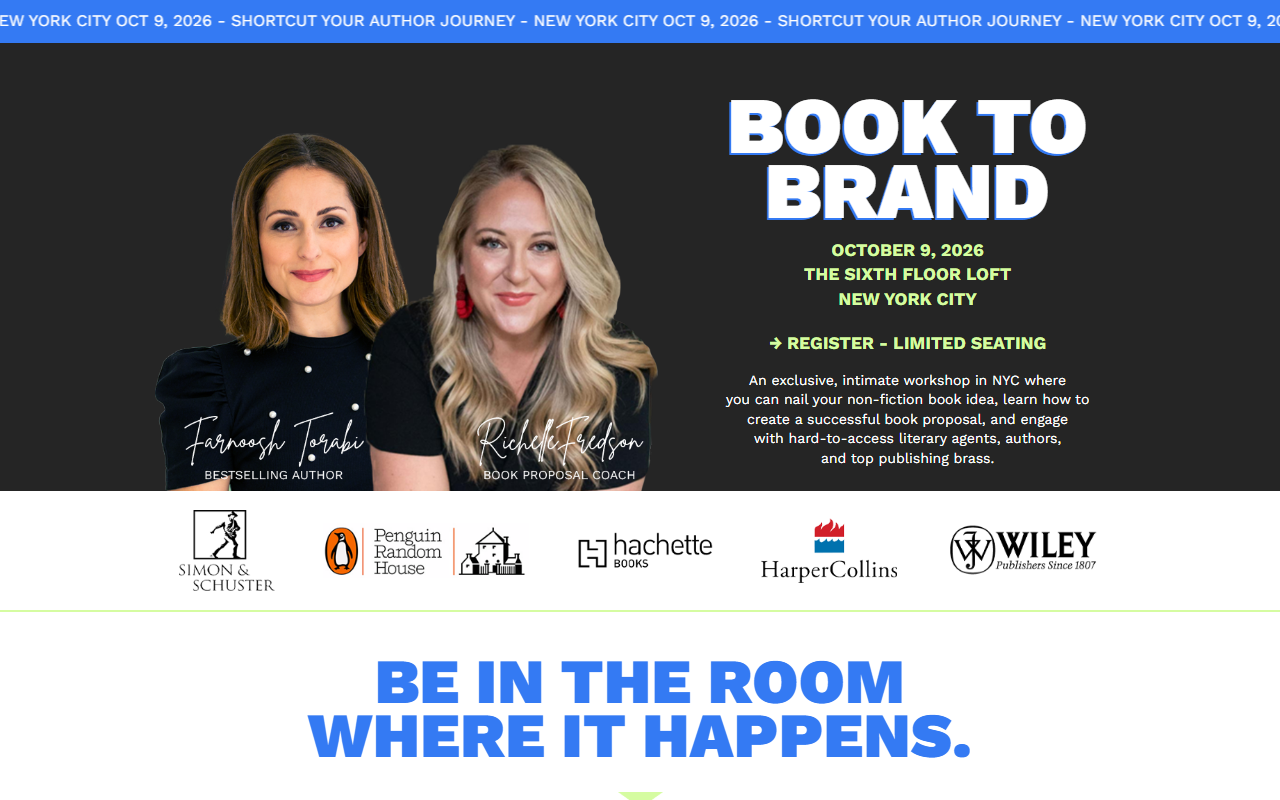 Book to Brand sponsor landing page advertised on So Money with Farnoosh Torabi