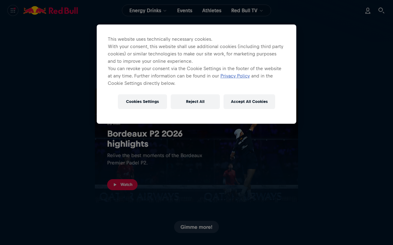 Red Bull sponsor landing page advertised on The Journal.