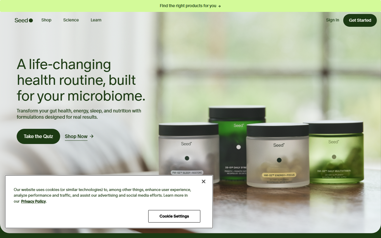Seed sponsor landing page advertised on The Rich Roll Podcast