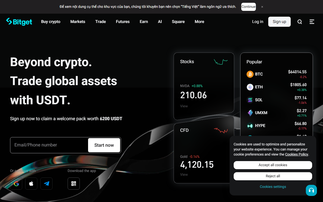 Bitget sponsor landing page advertised on The Pomp Podcast
