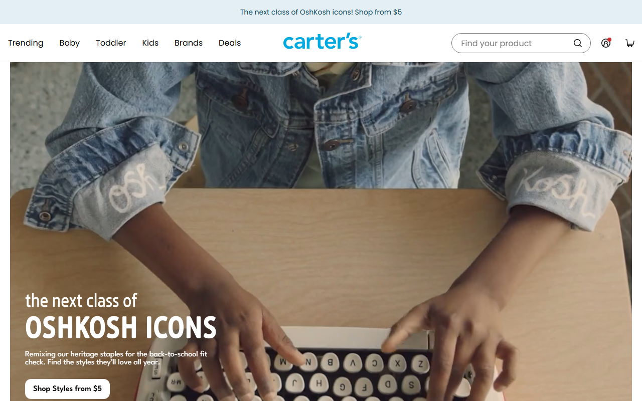 Carter's sponsor landing page advertised on 99% Invisible