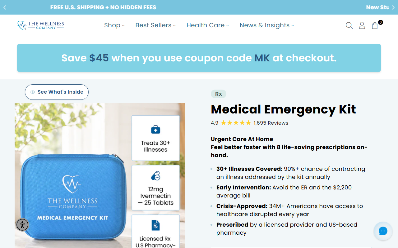 The Wellness Company sponsor landing page advertised on The Megyn Kelly Show