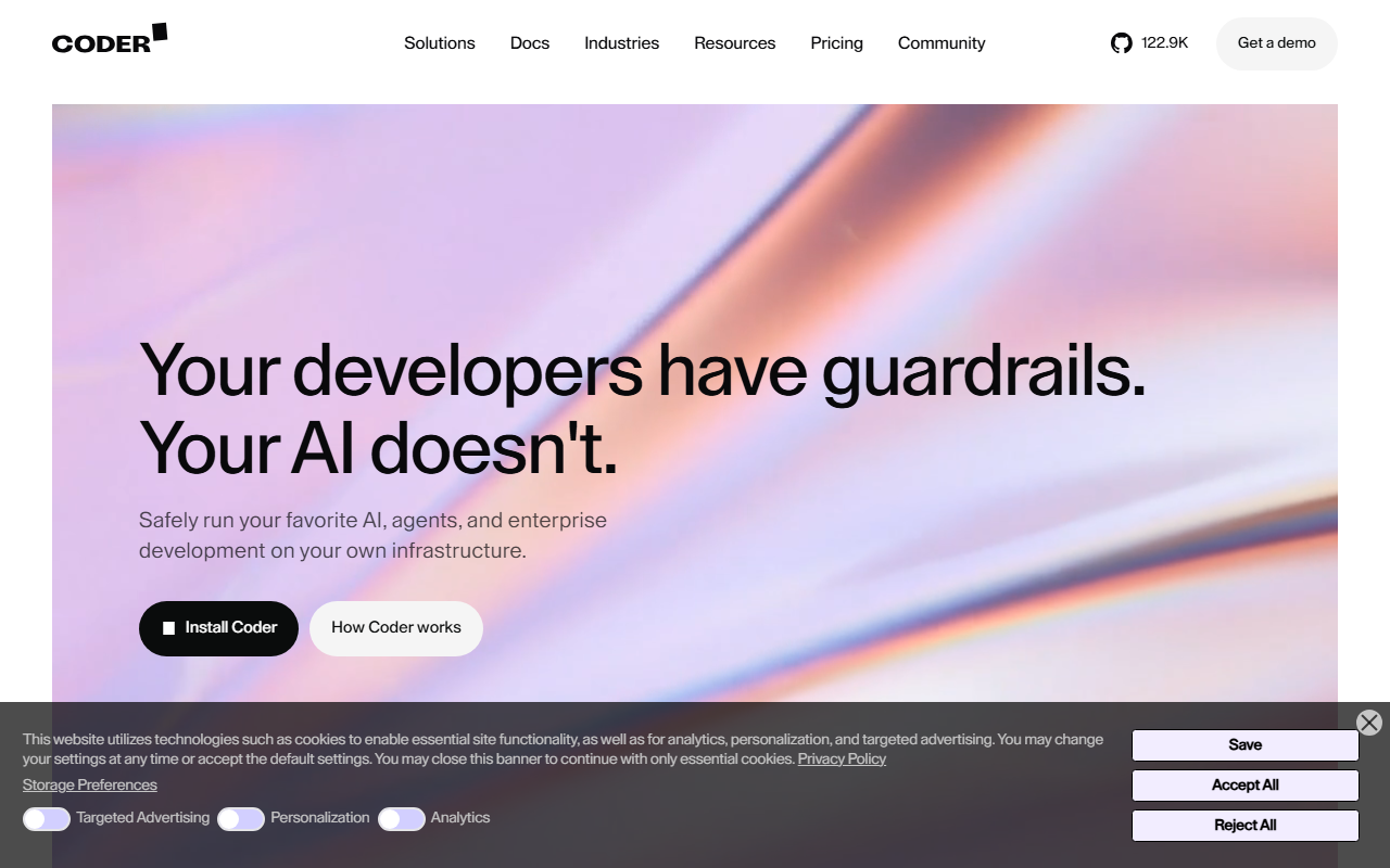 Coder sponsor landing page advertised on Changelog Master Feed