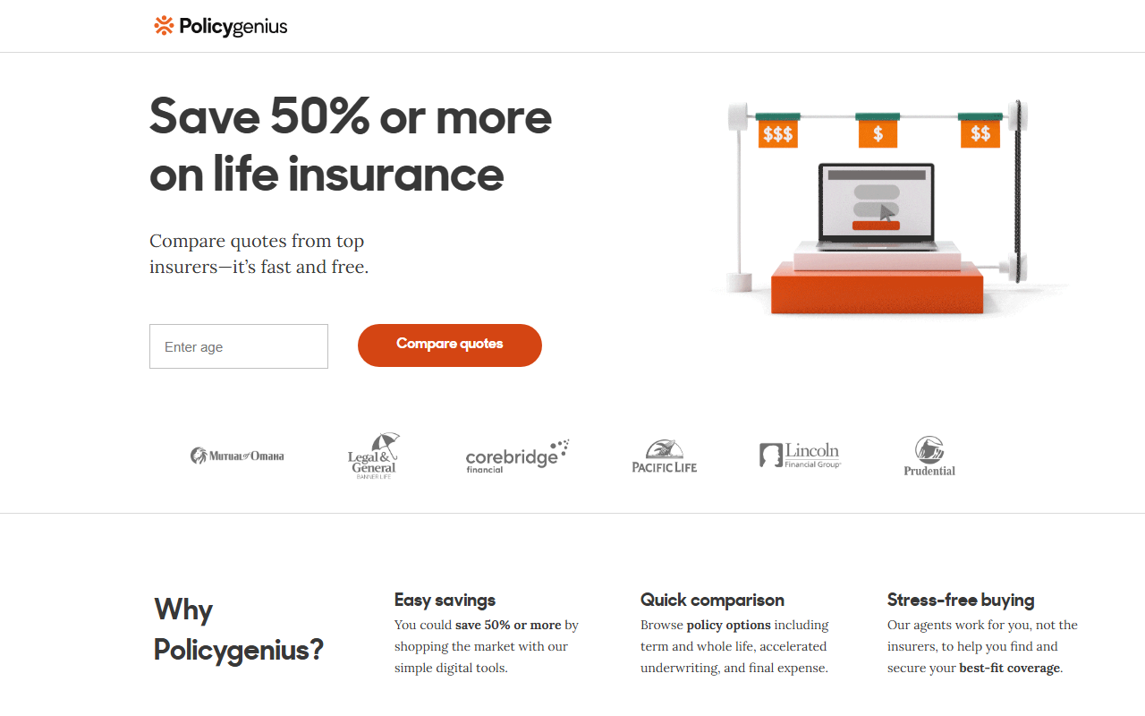 Policygenius sponsor landing page advertised on The Ben Shapiro Show