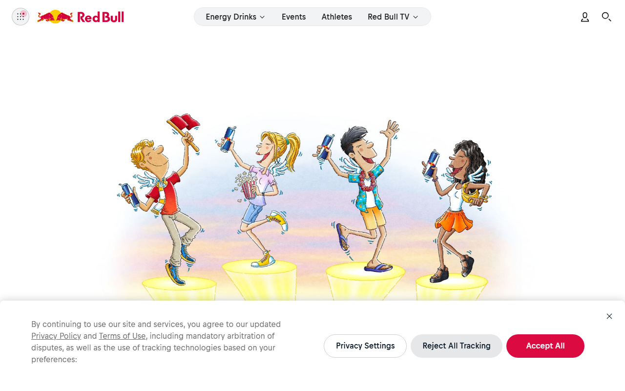Red Bull sponsor landing page advertised on Techmeme Ride Home
