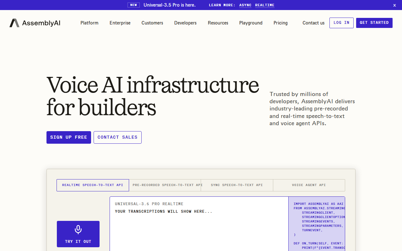 AssemblyAI sponsor landing page advertised on The AI Breakdown: Daily Artificial Intelligence News and Discussions