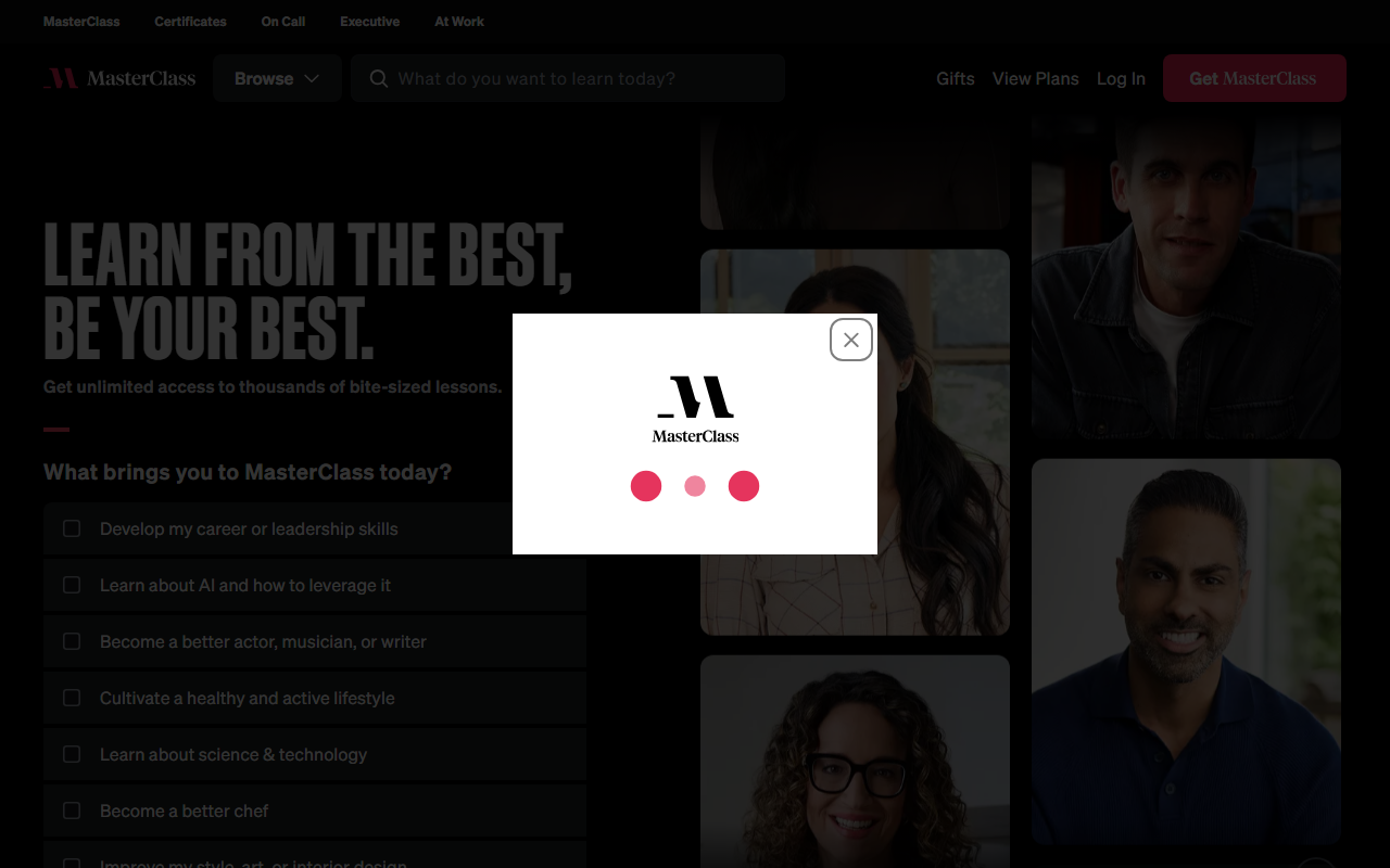 MasterClass sponsor landing page advertised on Deep Questions with Cal Newport