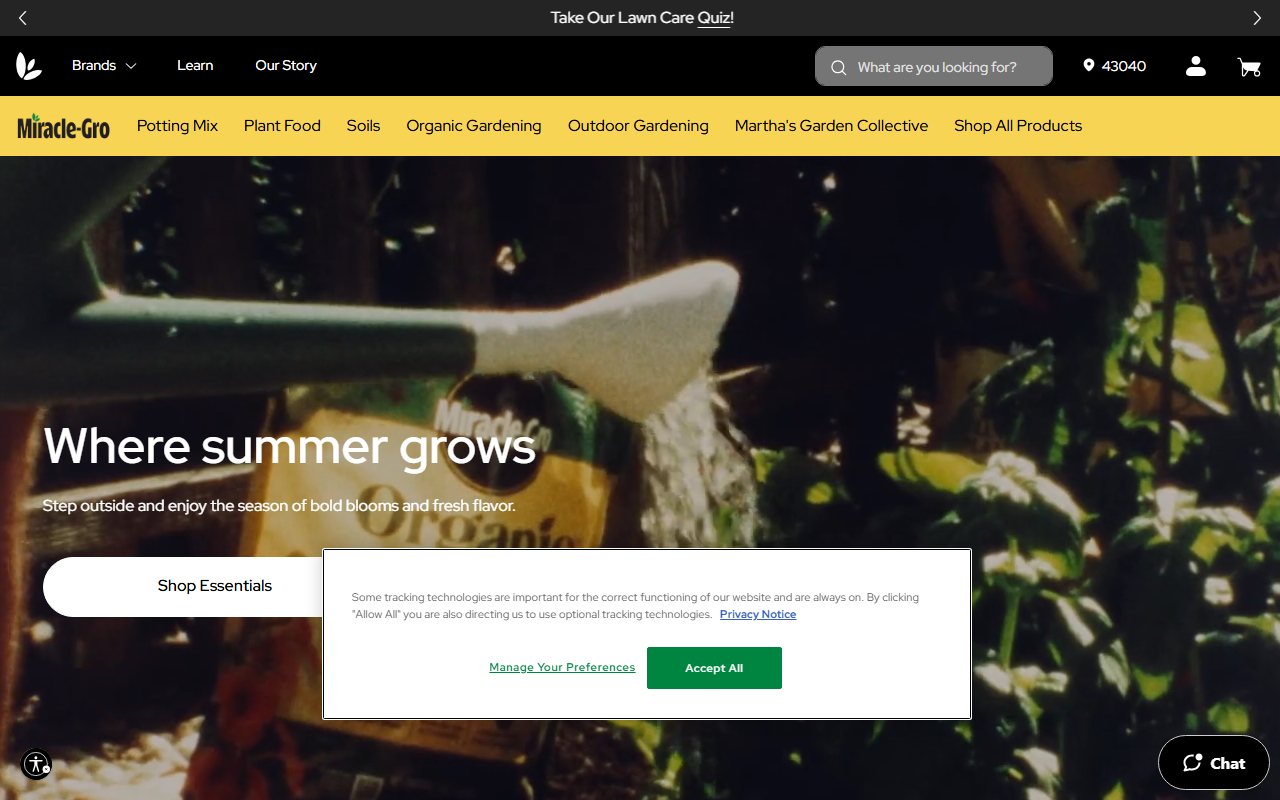 Miracle Gro sponsor landing page advertised on On Purpose with Jay Shetty