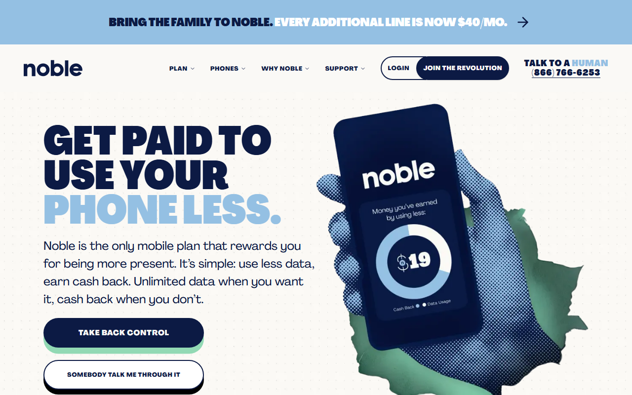 Noble Mobile sponsor landing page advertised on The Rich Roll Podcast